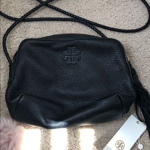 NWT Tory Burch black leather crossbody bag